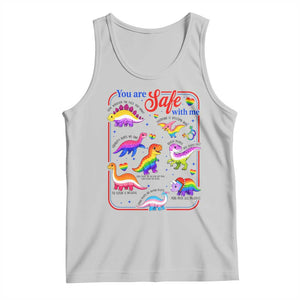 Cute Rainbow Dinosaur LGBTQ Ally Tank Top You Are Safe With Me Pride Month TS02 Ash Print Your Wear