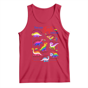 Cute Rainbow Dinosaur LGBTQ Ally Tank Top You Are Safe With Me Pride Month TS02 Red Print Your Wear