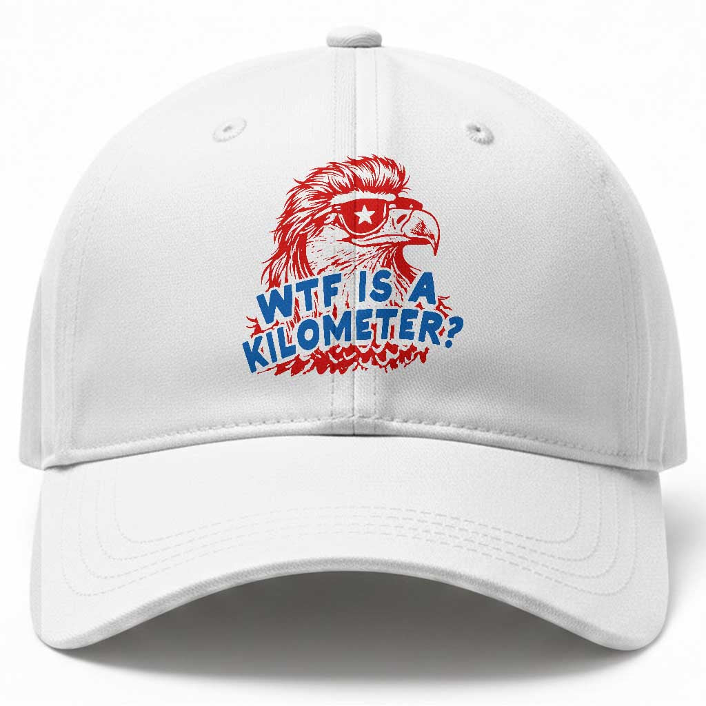 WTF Is A Kilometer Funny American Bald Eagle Baseball Cap Patriotic 4th of July Humor TS02 Print Your Wear