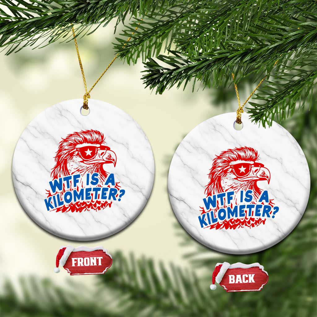 WTF Is A Kilometer Funny American Bald Eagle Ceramic Ornament Patriotic 4th of July Humor TS02 1pc White Marble Print Your Wear