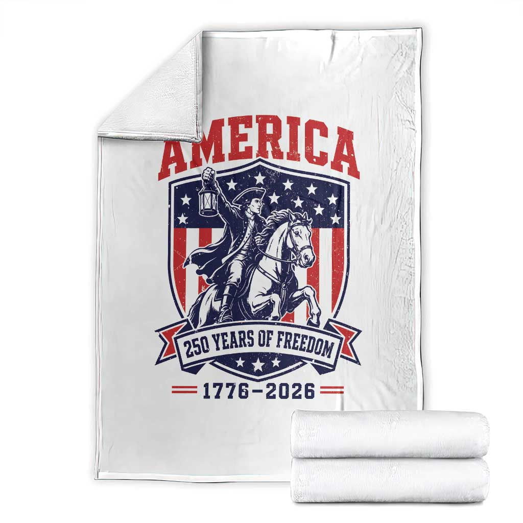250 Years of Freedom Paul Revere Midnight Ride Throw Blanket Patriotic Historical Revolution American Flag Shield TS02 White Print Your Wear
