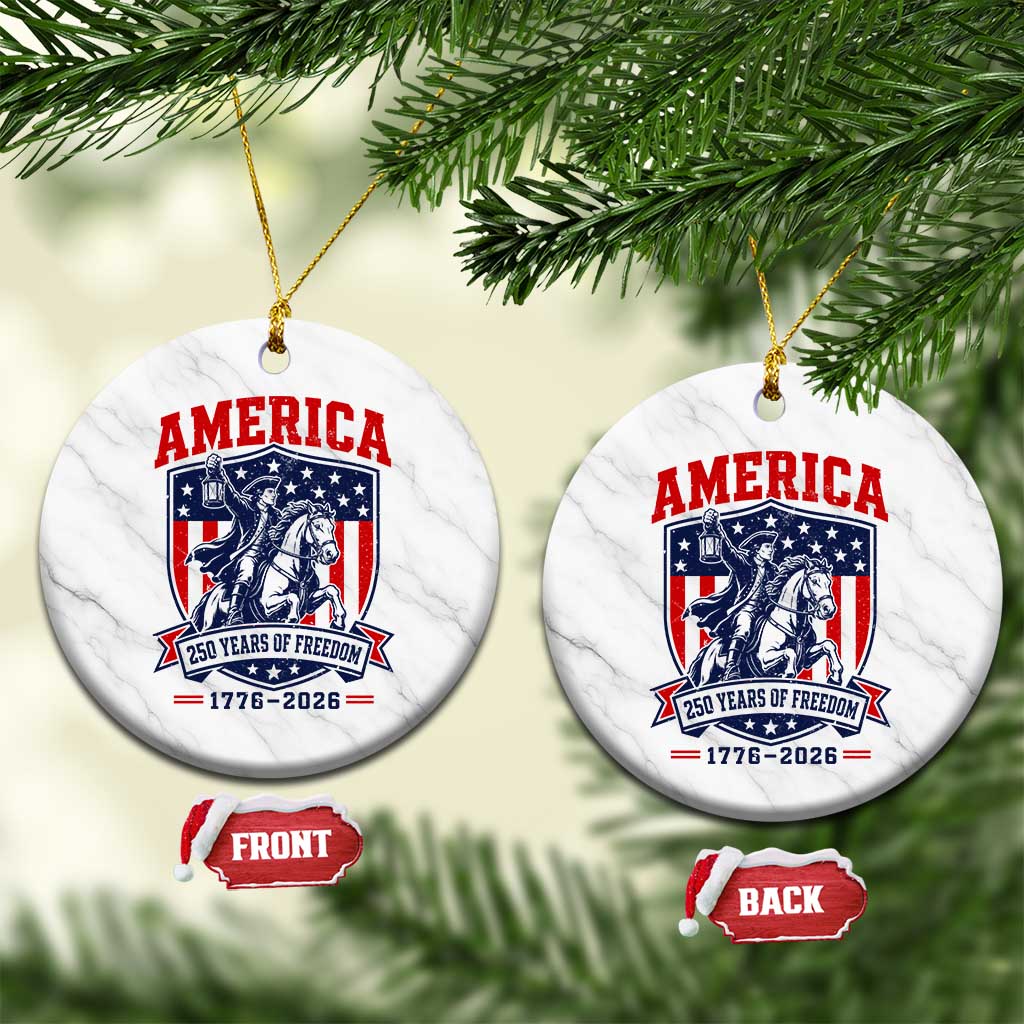 250 Years of Freedom Paul Revere Midnight Ride Ceramic Ornament Patriotic Historical Revolution American Flag Shield TS02 1pc White Marble Print Your Wear