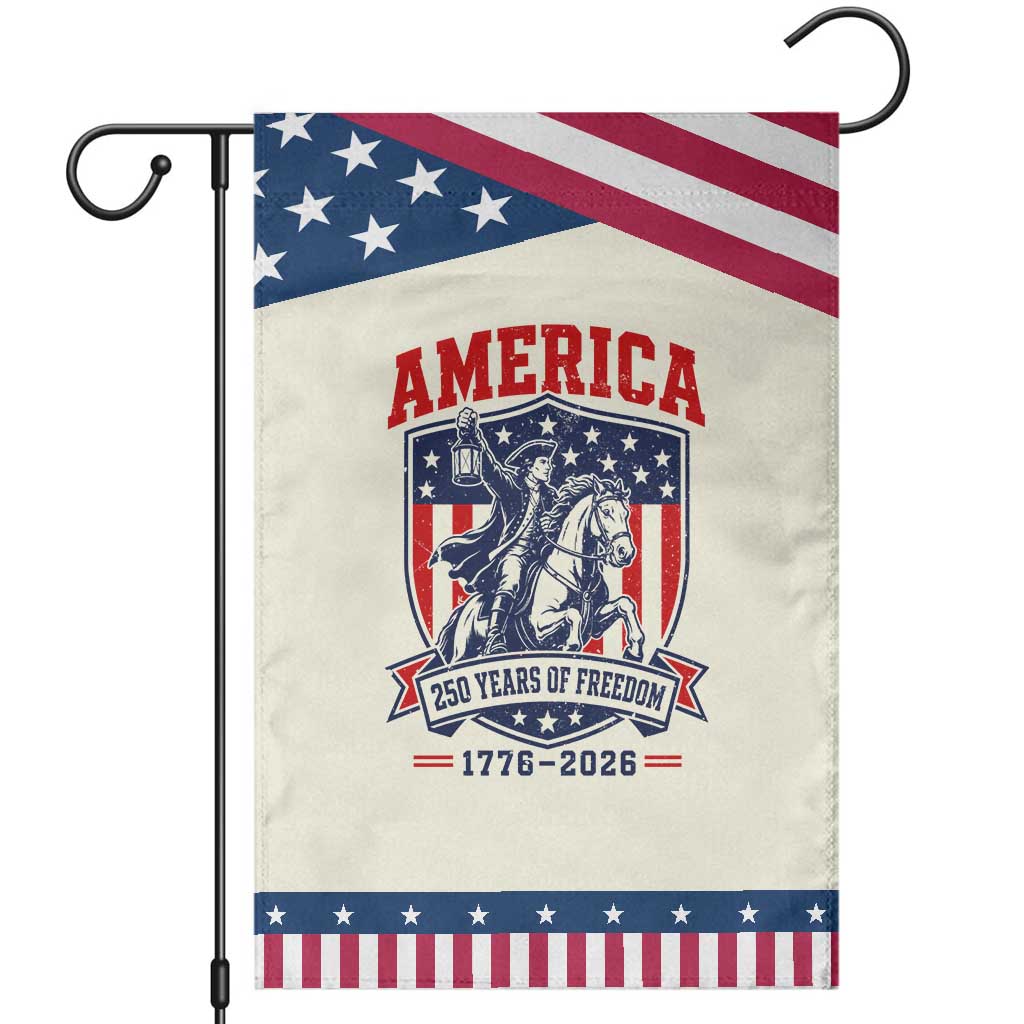 250 Years of Freedom Paul Revere Midnight Ride Patriotic Garden Flag Historical Revolution American Flag Shield TS02 Modern Beige Blue Print Your Wear