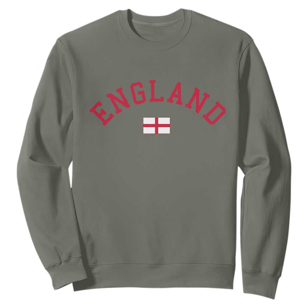 Vintage England Flag Pride Sweatshirt Patriotic St Georges Cross Heritage TS02 Military Green Print Your Wear
