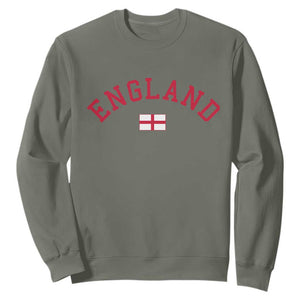 Vintage England Flag Pride Sweatshirt Patriotic St Georges Cross Heritage TS02 Military Green Print Your Wear