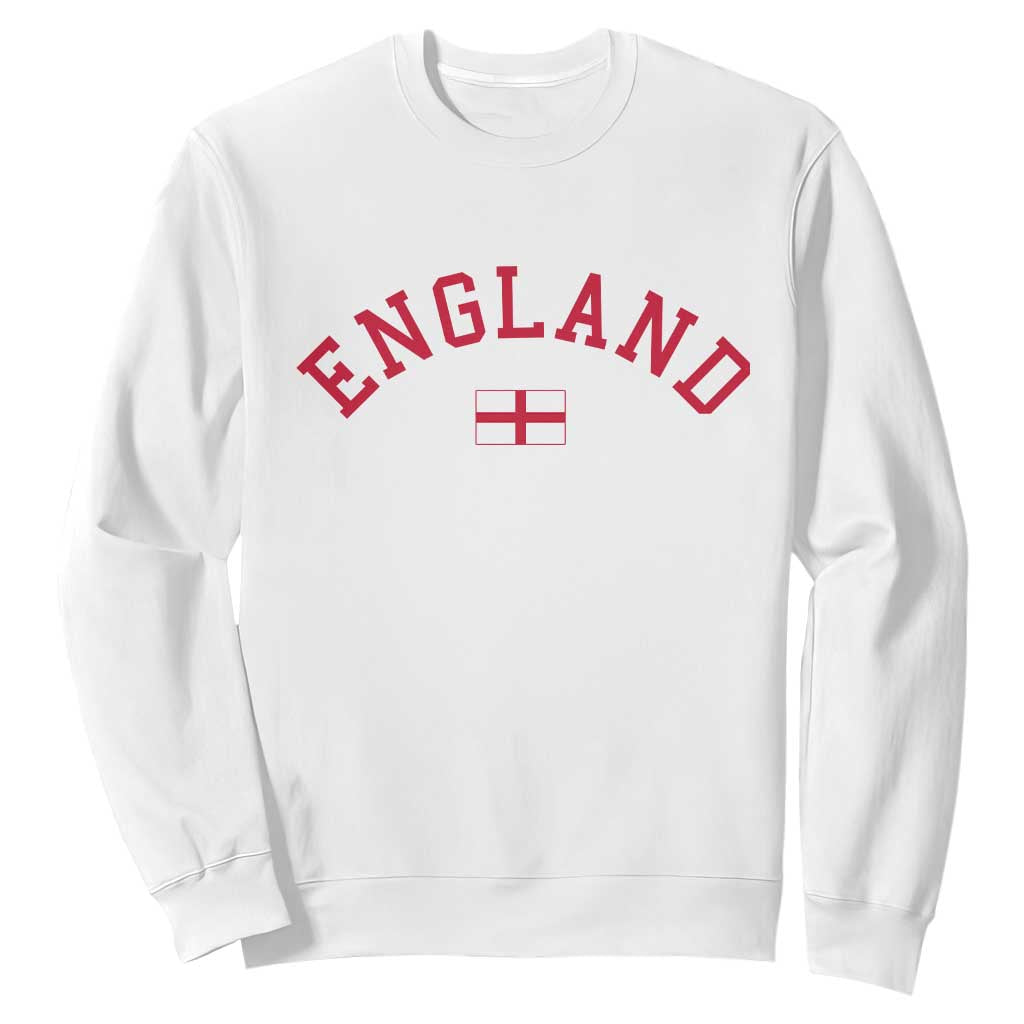 Vintage England Flag Pride Sweatshirt Patriotic St Georges Cross Heritage TS02 White Print Your Wear
