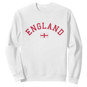 Vintage England Flag Pride Sweatshirt Patriotic St Georges Cross Heritage TS02 White Print Your Wear