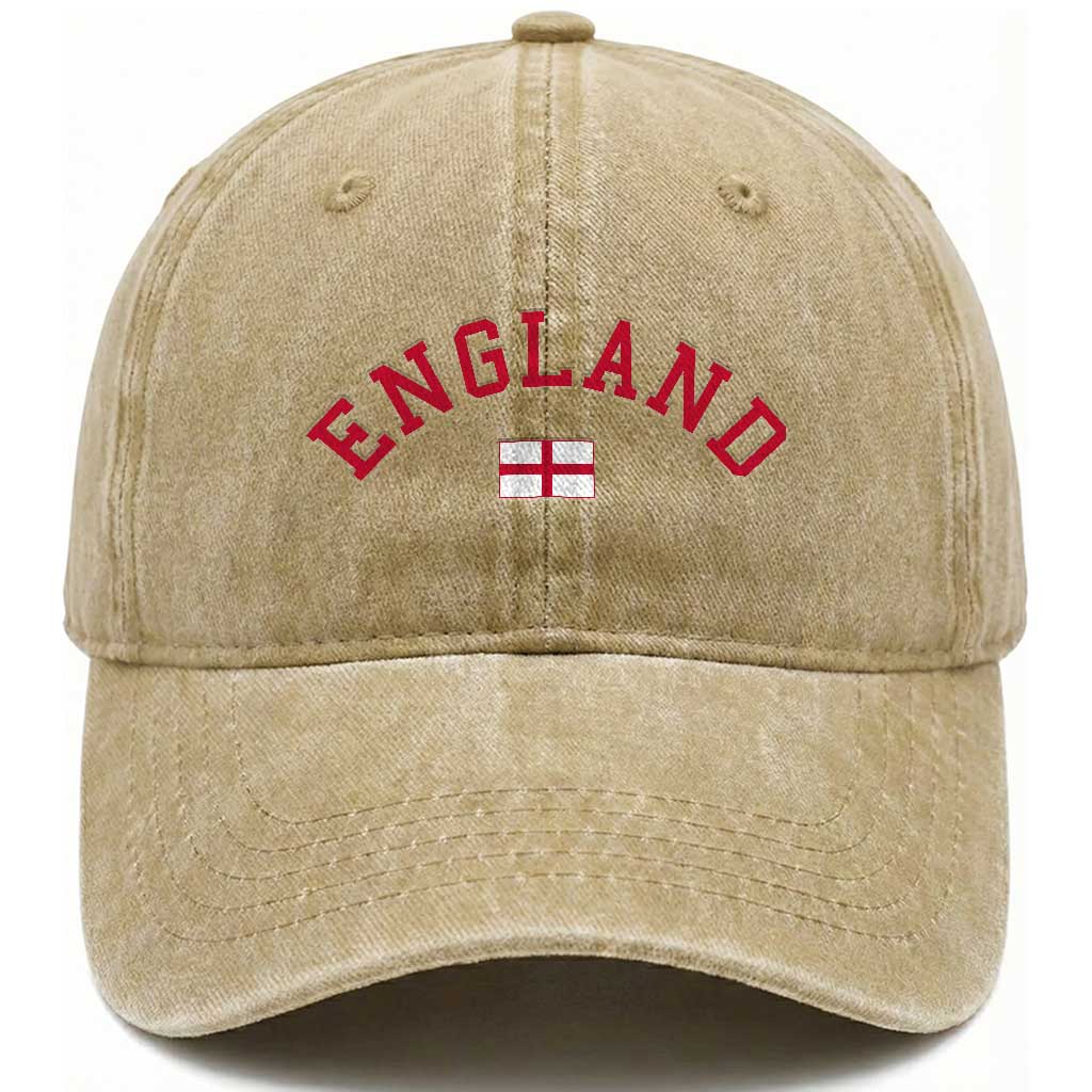 Vintage England Flag Pride Washed Cotton Baseball Cap Patriotic St Georges Cross Heritage TS02 Print Your Wear