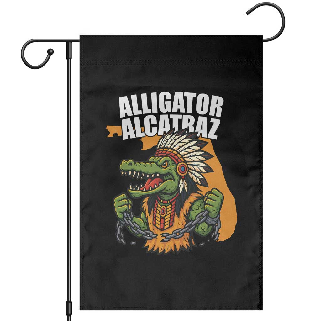 Native Alligator Alcatraz Garden Flag Florida Gator Break The Chain TS02 Black Print Your Wear