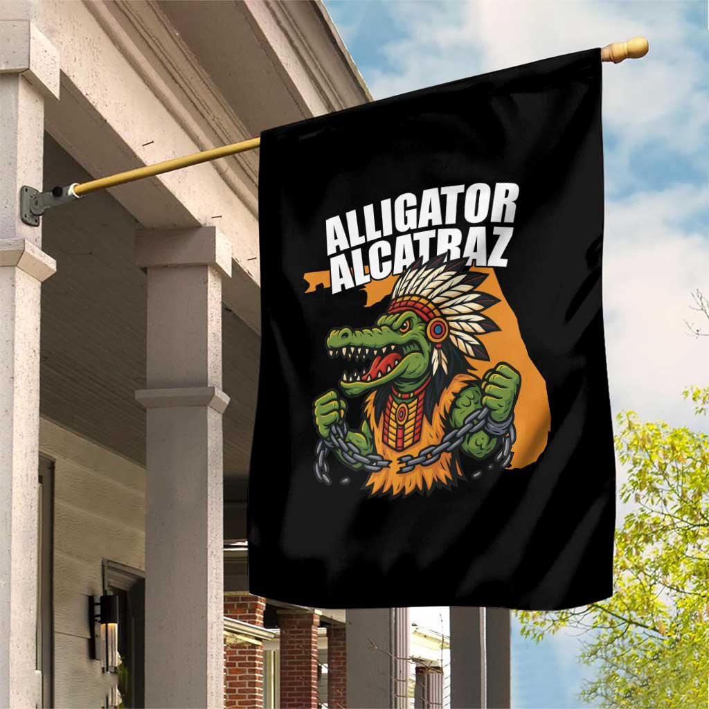 Native Alligator Alcatraz Garden Flag Florida Gator Break The Chain TS02 Print Your Wear