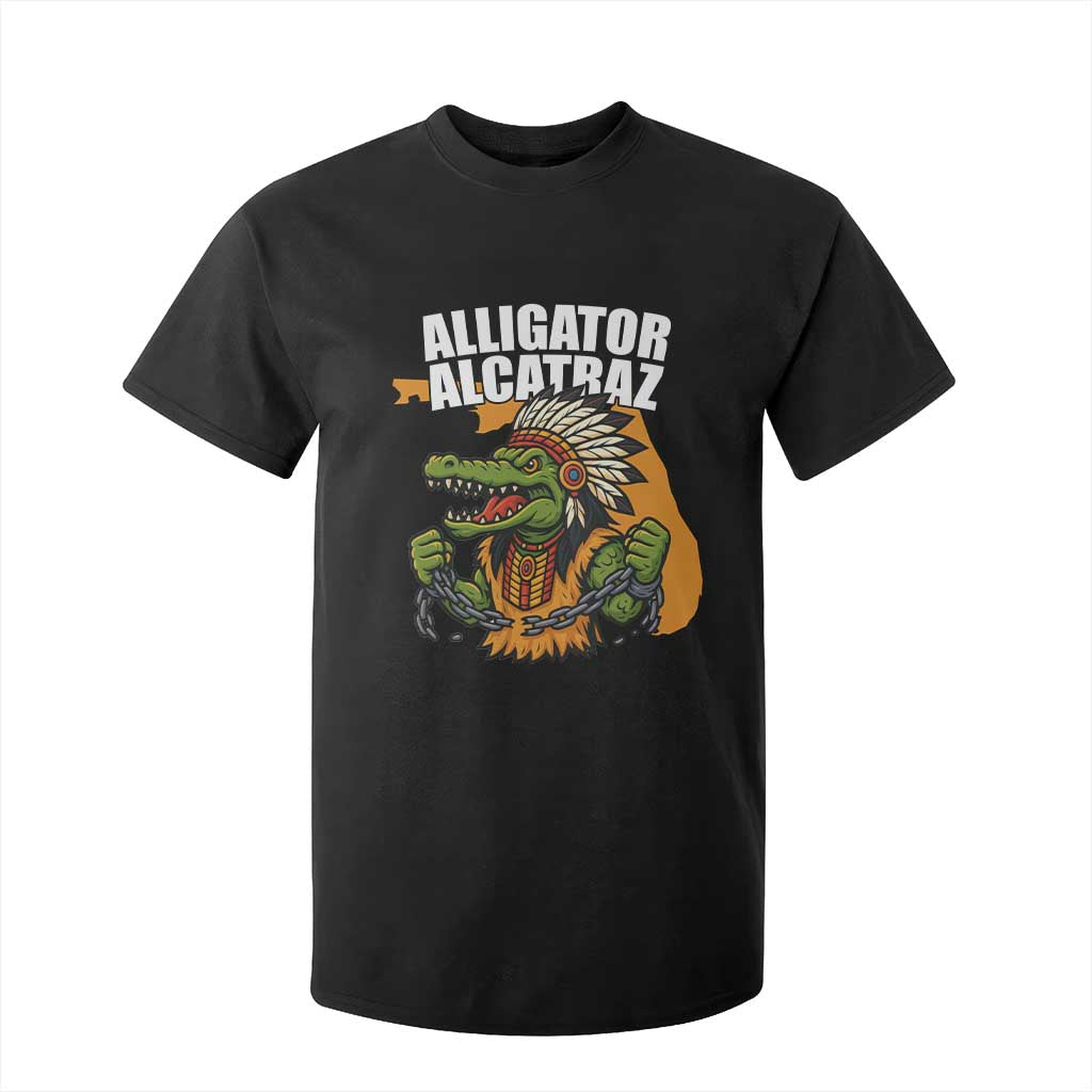 Native Alligator Alcatraz T Shirt For Kid Florida Gator Break The Chain TS02 Black Print Your Wear