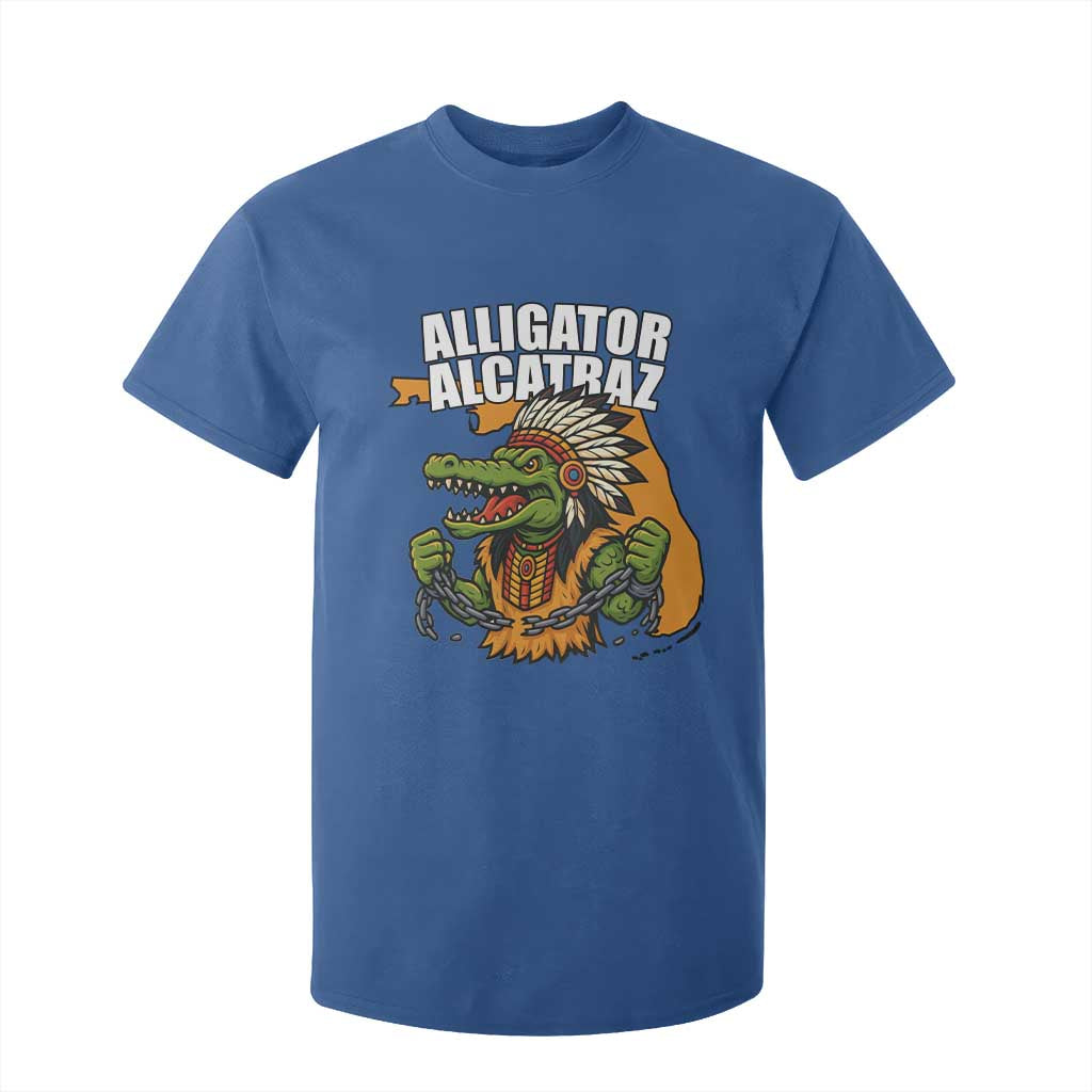 Native Alligator Alcatraz T Shirt For Kid Florida Gator Break The Chain TS02 Royal Blue Print Your Wear