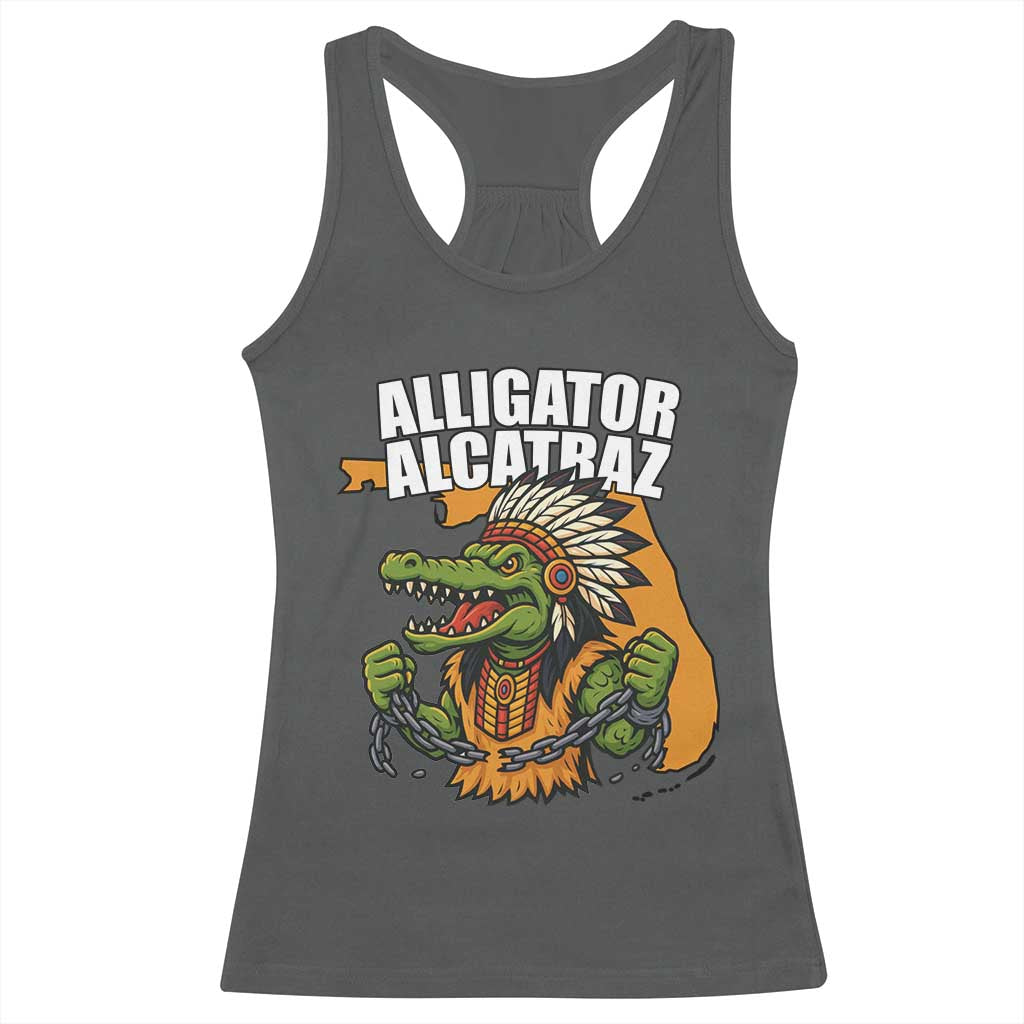 Native Alligator Alcatraz Racerback Tank Top Florida Gator Break The Chain TS02 Dark Heather Print Your Wear