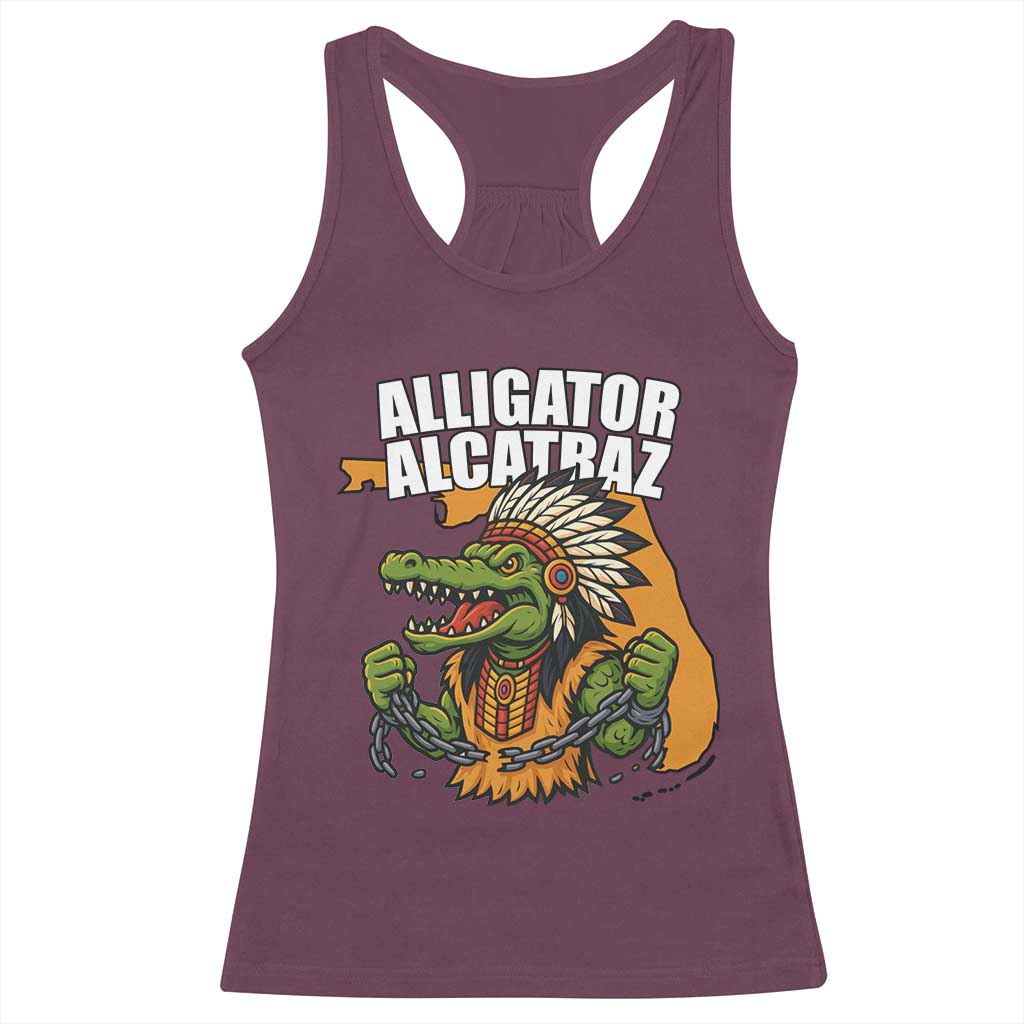 Native Alligator Alcatraz Racerback Tank Top Florida Gator Break The Chain TS02 Maroon Print Your Wear