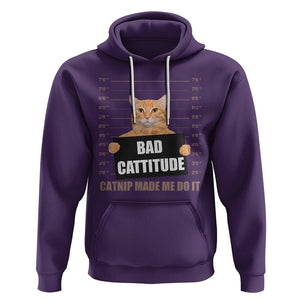 Funny Cat Mugshot Hoodie Bad Cattitude Catnip Made Me Do It TS02 Purple Printyourwear