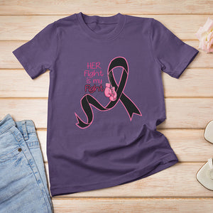 Breast Cancer Awareness For Women Her Fight Is My Fight Pink Ribbon Boxing Gloves TS02 Purple Printyourwear