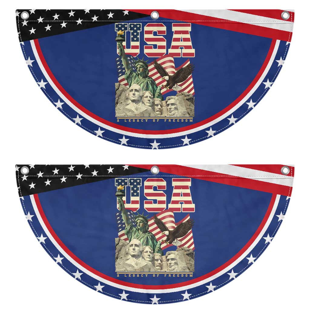 USA Legacy of Freedom Patriotic Fan Flag Statue of Liberty Bald Eagle Mount Rushmore Graphic TS02 2pcs pack Classic Navy Print Your Wear