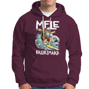 Mele Kalikimaka Tropical Hawaiian Christmas in Hawaii Surfing Santa Hoodie TS02 Maroon Printyourwear