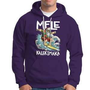 Mele Kalikimaka Tropical Hawaiian Christmas in Hawaii Surfing Santa Hoodie TS02 Purple Printyourwear