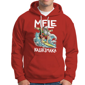 Mele Kalikimaka Tropical Hawaiian Christmas in Hawaii Surfing Santa Hoodie TS02 Red Printyourwear