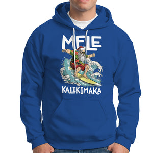 Mele Kalikimaka Tropical Hawaiian Christmas in Hawaii Surfing Santa Hoodie TS02 Royal Blue Printyourwear