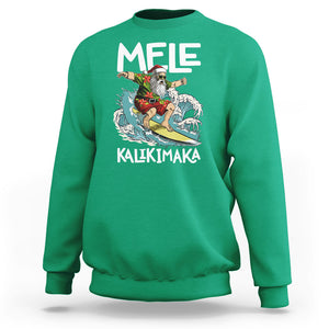 Mele Kalikimaka Tropical Hawaiian Christmas in Hawaii Surfing Santa Sweatshirt TS02 Irish Green Printyourwear