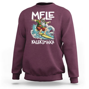 Mele Kalikimaka Tropical Hawaiian Christmas in Hawaii Surfing Santa Sweatshirt TS02 Maroon Printyourwear