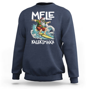 Mele Kalikimaka Tropical Hawaiian Christmas in Hawaii Surfing Santa Sweatshirt TS02 Navy Printyourwear