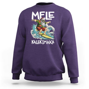 Mele Kalikimaka Tropical Hawaiian Christmas in Hawaii Surfing Santa Sweatshirt TS02 Purple Printyourwear