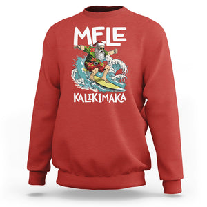 Mele Kalikimaka Tropical Hawaiian Christmas in Hawaii Surfing Santa Sweatshirt TS02 Red Printyourwear