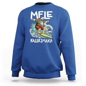 Mele Kalikimaka Tropical Hawaiian Christmas in Hawaii Surfing Santa Sweatshirt TS02 Royal Blue Printyourwear