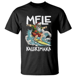 Mele Kalikimaka Tropical Hawaiian Christmas in Hawaii Surfing Santa T Shirt TS02 Black Printyourwear