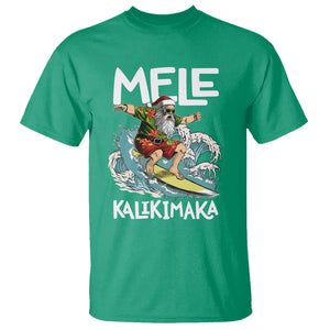 Mele Kalikimaka Tropical Hawaiian Christmas in Hawaii Surfing Santa T Shirt TS02 Irish Green Printyourwear