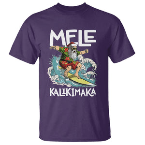 Mele Kalikimaka Tropical Hawaiian Christmas in Hawaii Surfing Santa T Shirt TS02 Purple Printyourwear