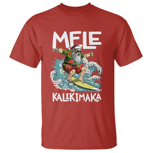 Mele Kalikimaka Tropical Hawaiian Christmas in Hawaii Surfing Santa T Shirt TS02 Red Printyourwear