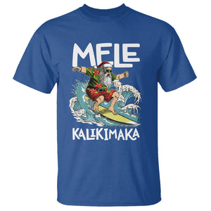 Mele Kalikimaka Tropical Hawaiian Christmas in Hawaii Surfing Santa T Shirt TS02 Royal Blue Printyourwear