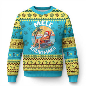 Xmas in Hawaii Ugly Christmas Sweater Mele Kalikimaka Hawaiian Tropical Sunbath Santa TS02 Hawaii Print Your Wear