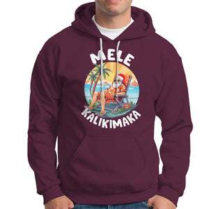 Mele Kalikimaka Tropical Hawaiian Christmas in Hawaii Sunbath Santa Hoodie TS02 Maroon Printyourwear