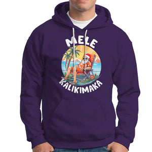 Mele Kalikimaka Tropical Hawaiian Christmas in Hawaii Sunbath Santa Hoodie TS02 Purple Printyourwear