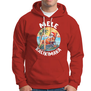 Mele Kalikimaka Tropical Hawaiian Christmas in Hawaii Sunbath Santa Hoodie TS02 Red Printyourwear