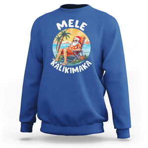 Mele Kalikimaka Tropical Hawaiian Christmas in Hawaii Sunbath Santa Sweatshirt TS02 Royal Blue Printyourwear