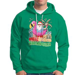 Mele Kalikimaka Tropical Hawaiian Christmas in Hawaii Beach Santa Hoodie TS02 Irish Green Printyourwear