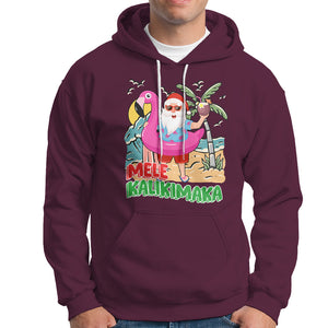 Mele Kalikimaka Tropical Hawaiian Christmas in Hawaii Beach Santa Hoodie TS02 Maroon Printyourwear