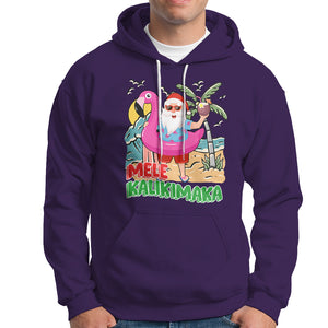 Mele Kalikimaka Tropical Hawaiian Christmas in Hawaii Beach Santa Hoodie TS02 Purple Printyourwear