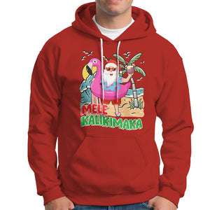 Mele Kalikimaka Tropical Hawaiian Christmas in Hawaii Beach Santa Hoodie TS02 Red Printyourwear