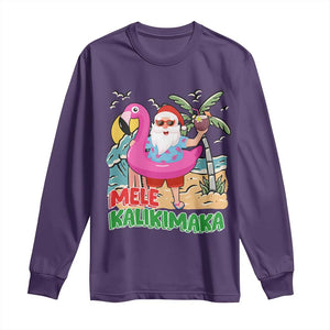 Christmas in Hawaii Long Sleeve Shirt Mele Kalikimaka Hawaiian Tropical Beach Santa TS02 Purple Print Your Wear