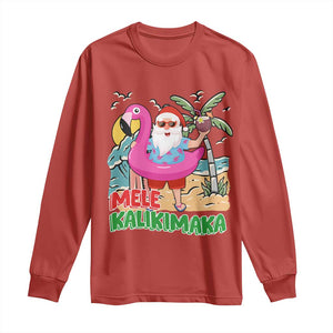 Christmas in Hawaii Long Sleeve Shirt Mele Kalikimaka Hawaiian Tropical Beach Santa TS02 Red Print Your Wear