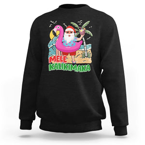 Mele Kalikimaka Tropical Hawaiian Christmas in Hawaii Beach Santa Sweatshirt TS02 Black Printyourwear