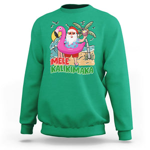 Mele Kalikimaka Tropical Hawaiian Christmas in Hawaii Beach Santa Sweatshirt TS02 Irish Green Printyourwear