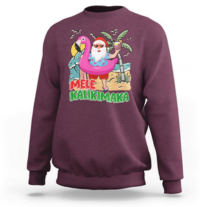 Mele Kalikimaka Tropical Hawaiian Christmas in Hawaii Beach Santa Sweatshirt TS02 Maroon Printyourwear